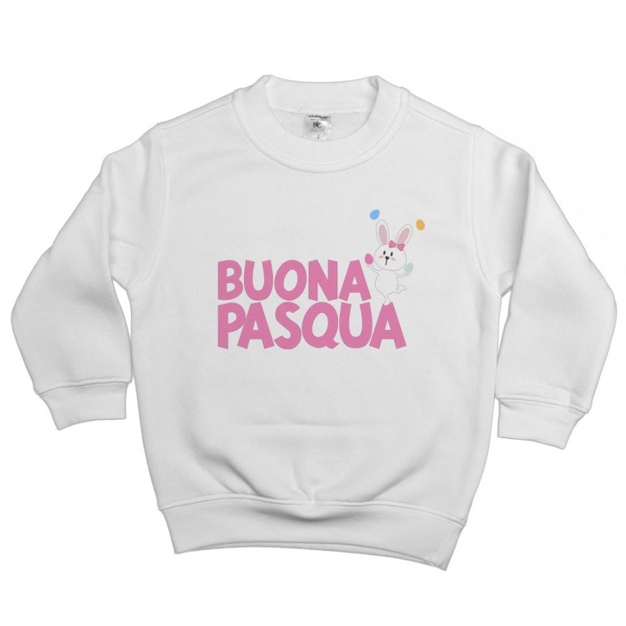 Felpa bambino buona pasqua con con coniglietto giocoliere Pasqua