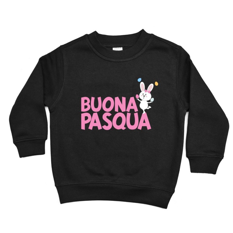 Felpa bambino buona pasqua con con coniglietto giocoliere Pasqua