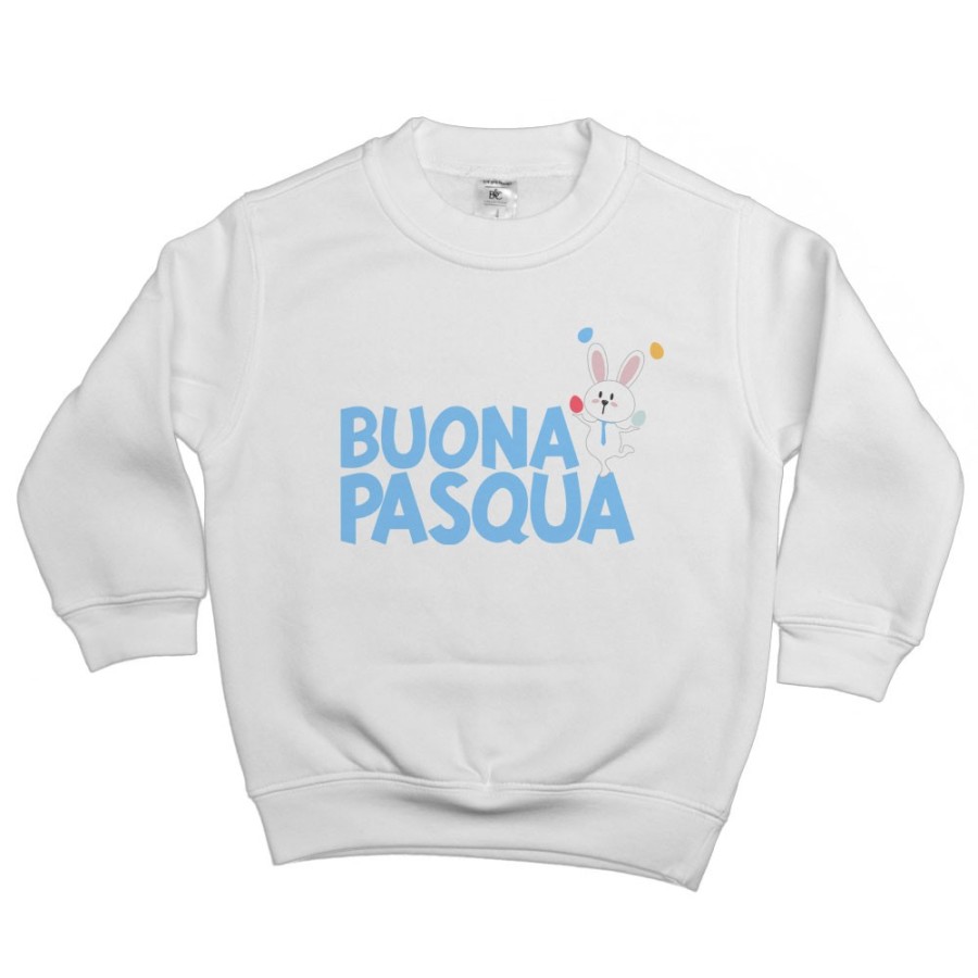 Felpa bambino buona pasqua con con coniglietto giocoliere Pasqua