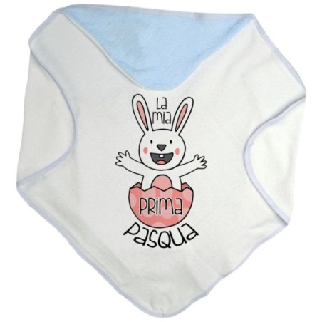 Accappatoio neonato personalizzabile con nome prima pasqua coniglietto che esce dall'uovo Pasqua