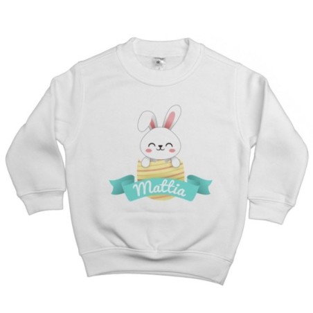 Felpa bambino personalizzata con nome coniglietto che...