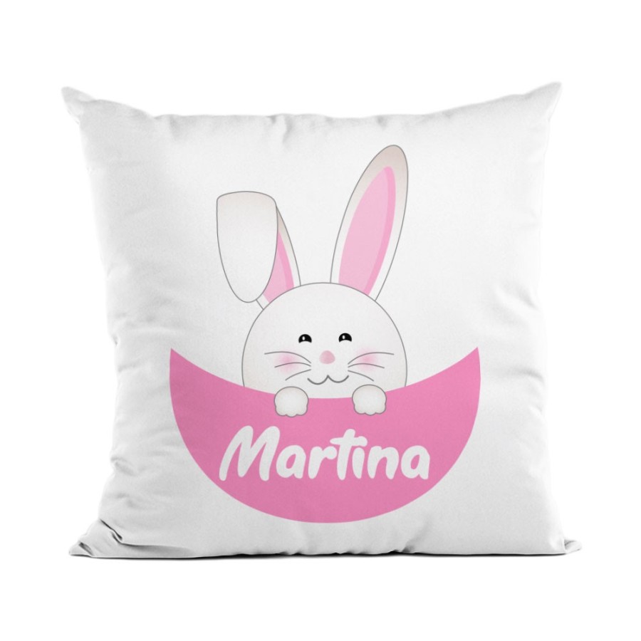 Cuscino personalizzato con nome congilietto che esce dalla tasca Pasqua