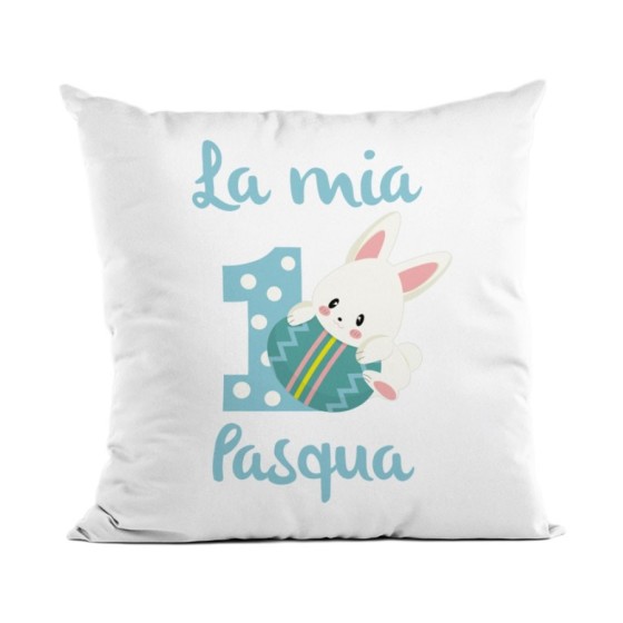 Cuscino personalizzabile con nome prima pasqua con coniglietto Pasqua