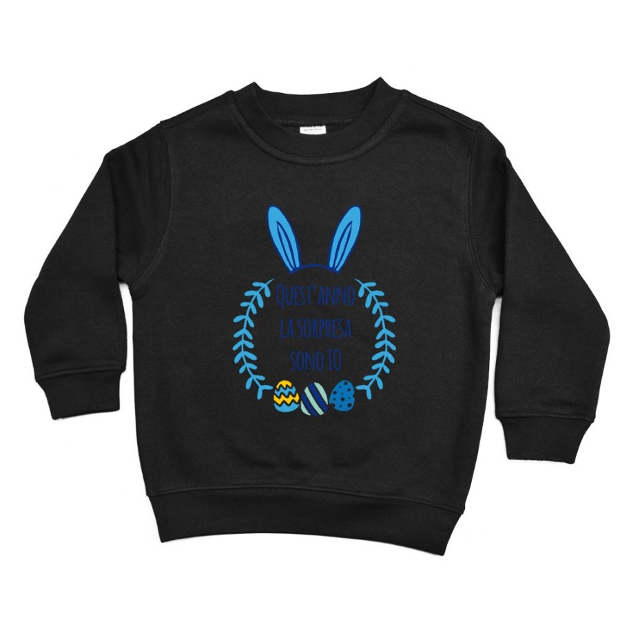 Felpa bambino personalizzabile con nome quest'anno la sorpresa sono io Pasqua