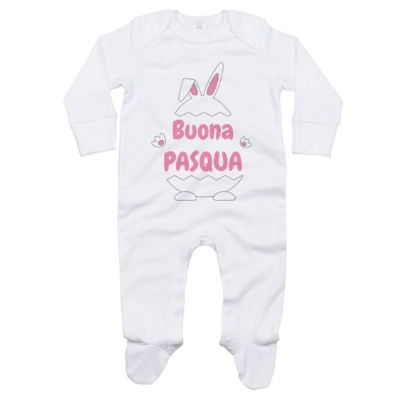 Tutina neonato personalizzabile con nome buona pasqua ovetto con manine e orecchie Pasqua