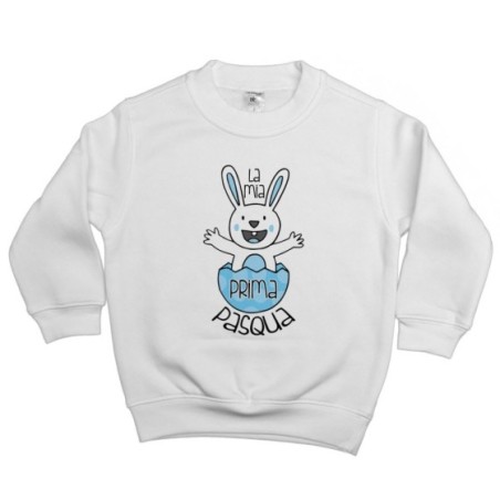 Felpa bambino personalizzabile con nome prima pasqua coniglietto che esce dall'uovo Pasqua