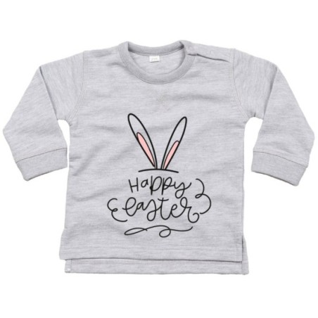 Felpa neonato happy easter orecchie di coniglio