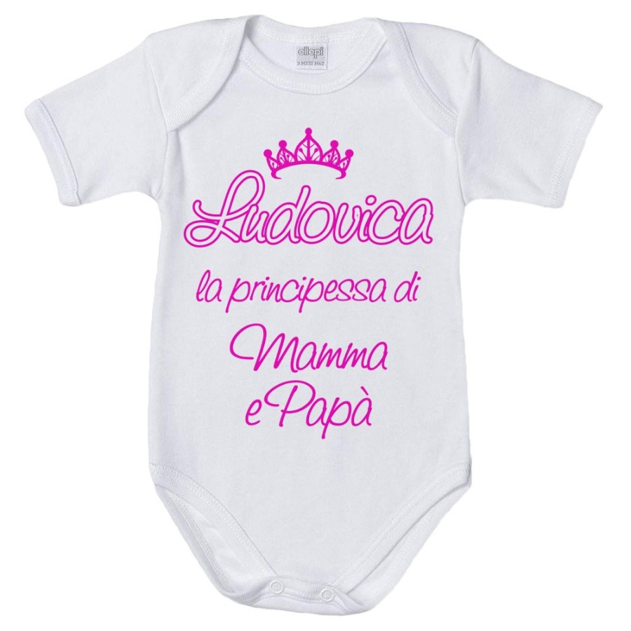 Body neonato personalizzato con nome sono la principessa il principe di mamma e papà con corona Per la famiglia
