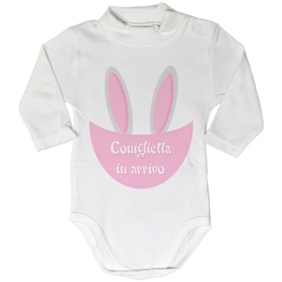 Body lupetto neonato personalizzabile con nome coniglietto in arrivo Pasqua
