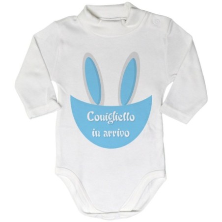 Body lupetto neonato personalizzabile con nome coniglietto in arrivo Pasqua