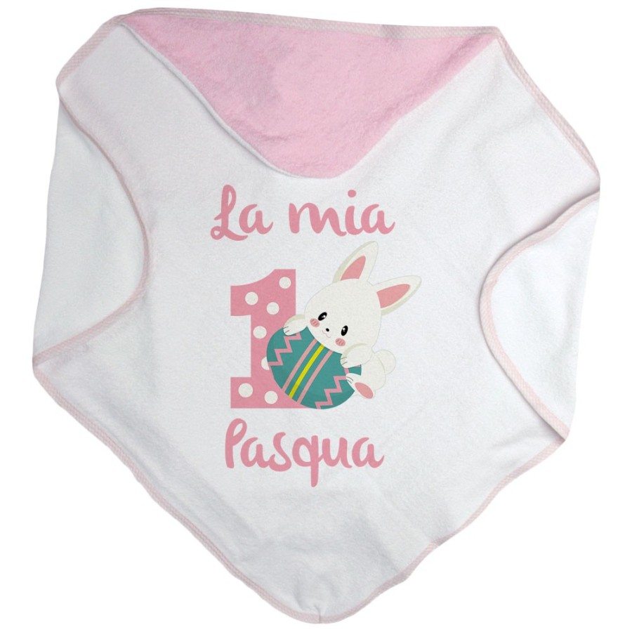 Accappatoio neonato personalizzabile con nome prima pasqua con coniglietto Pasqua