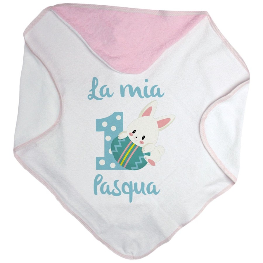 Accappatoio neonato personalizzabile con nome prima pasqua con coniglietto Pasqua