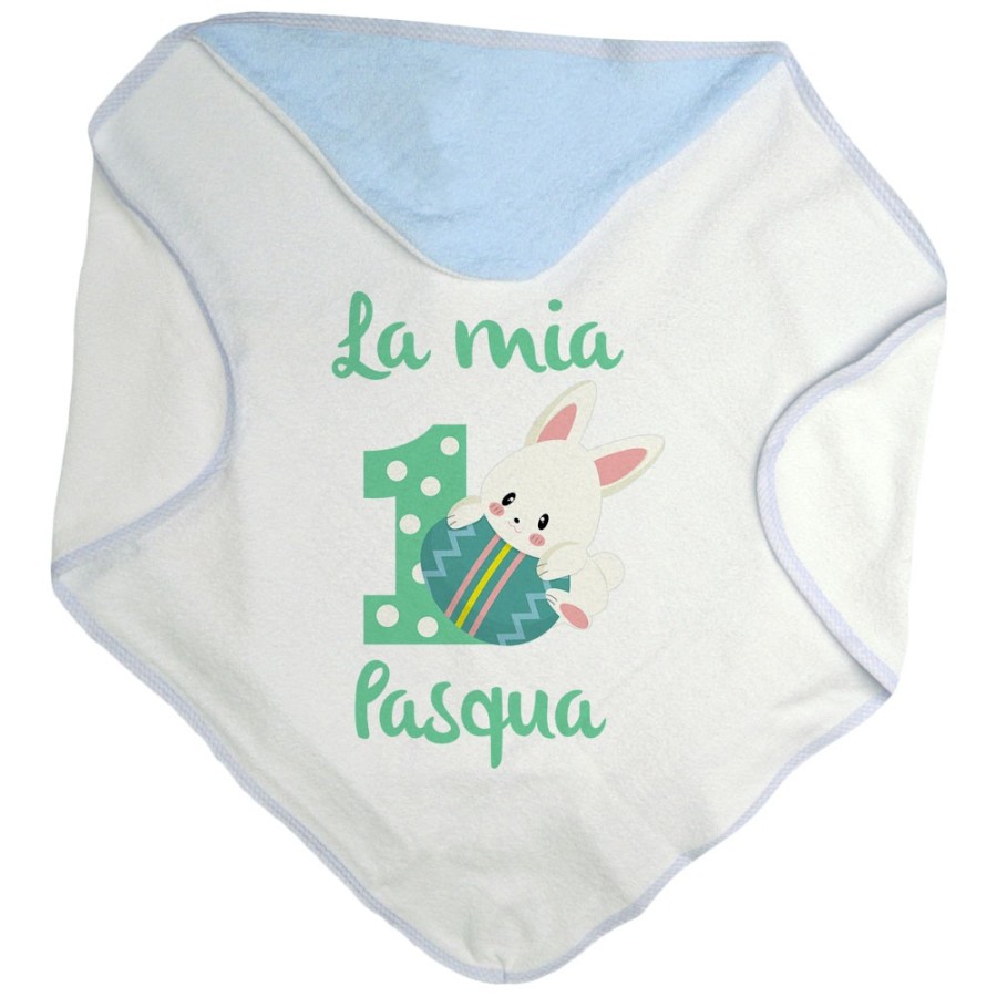 Accappatoio neonato personalizzabile con nome prima pasqua con coniglietto Pasqua