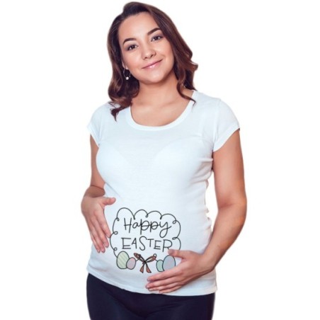 Maglia premaman happy easter uova e fiocchi Pasqua