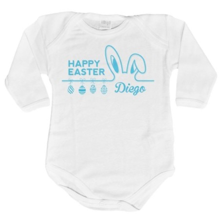 Body neonato personalizzato con nome happy easter