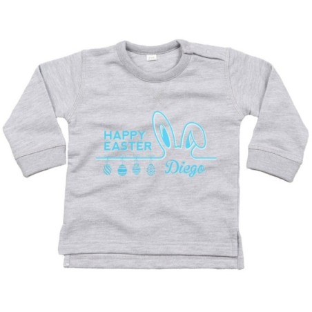 Felpa neonato personalizzata con nome happy easter