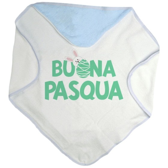 Accappatoio neonato buon pasqua con coniglietto che sbuca dall'ovetto Pasqua