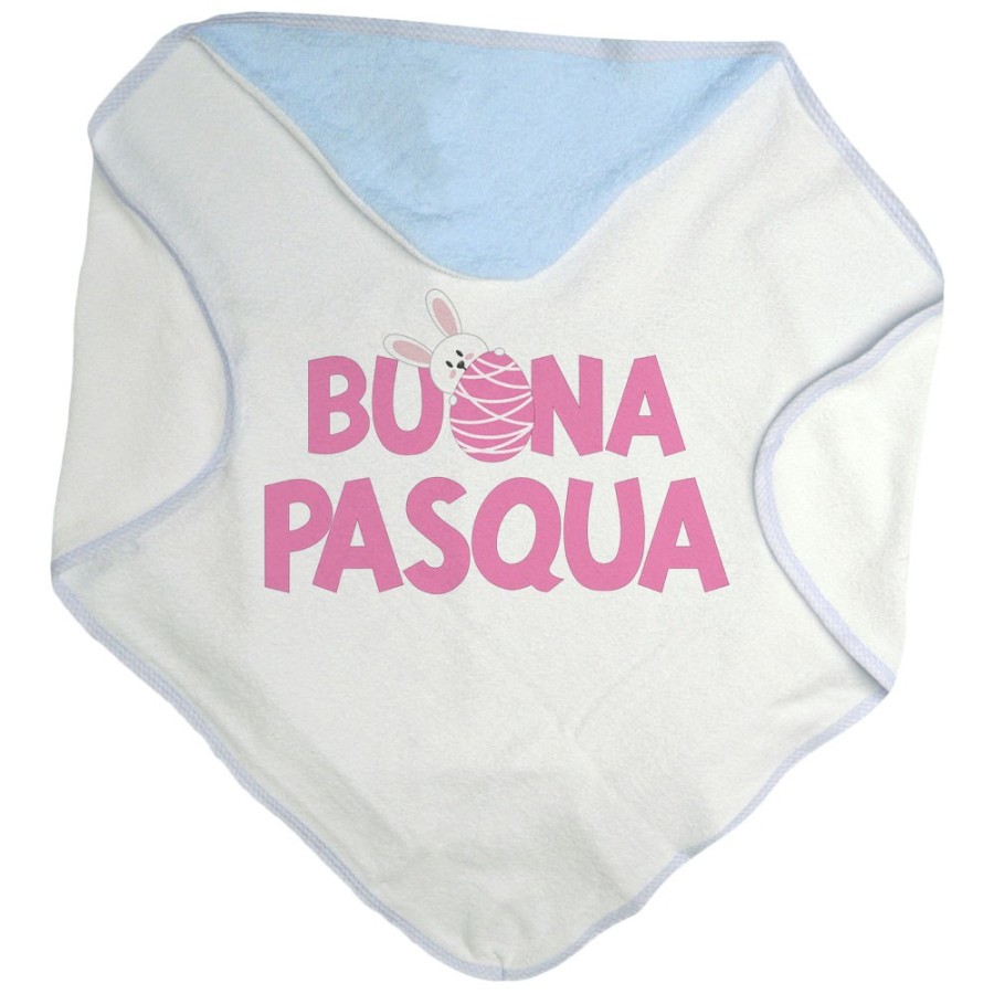 Accappatoio neonato buon pasqua con coniglietto che sbuca dall'ovetto Pasqua