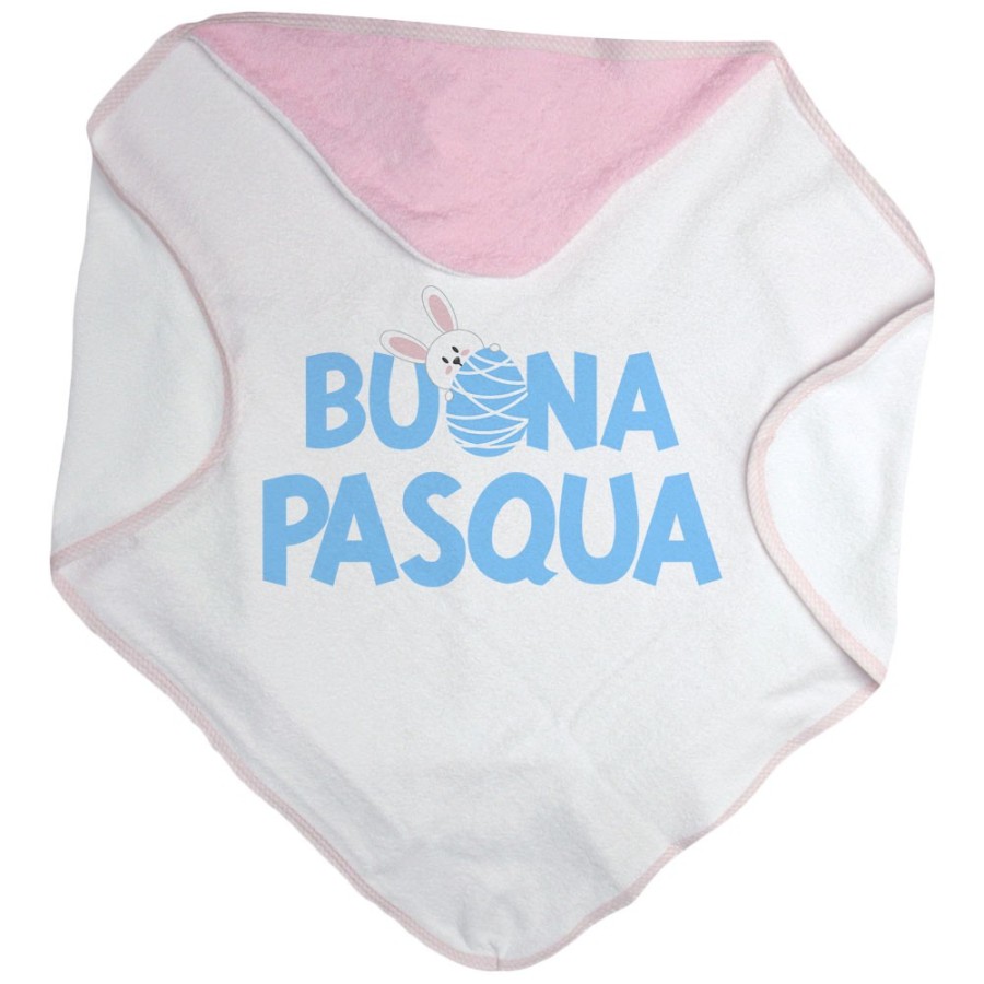 Accappatoio neonato buon pasqua con coniglietto che sbuca dall'ovetto Pasqua