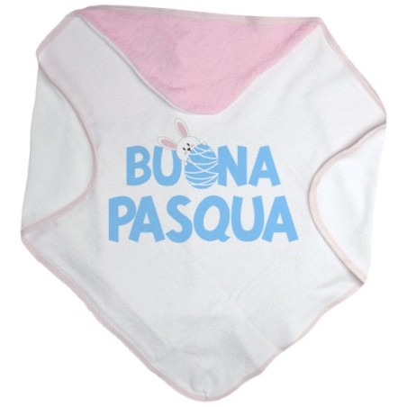 Accappatoio neonato buon pasqua con coniglietto che sbuca dall'ovetto Pasqua