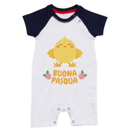 Pagliaccetto neonato personalizzabile con nome buona pasqua dal pulcino Pasqua