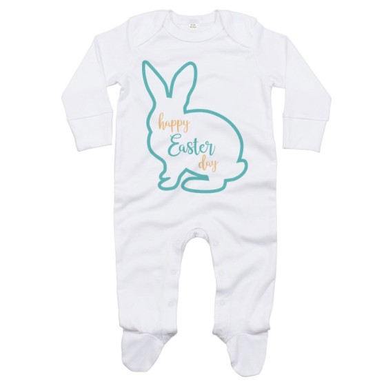 Tutina neonato happy easter day coniglietto stilizzato Pasqua