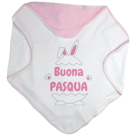 Accappatoio neonato personalizzabile con nome buona pasqua ovetto con manine e orecchie Pasqua