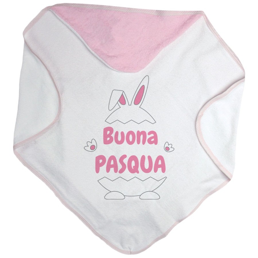 Accappatoio neonato personalizzabile con nome buona pasqua ovetto con manine e orecchie Pasqua