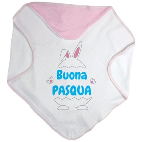 Accappatoio neonato personalizzabile con nome buona pasqua ovetto con manine e orecchie Pasqua