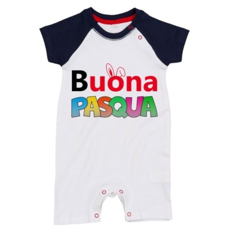 Pagliaccetto neonato buona pasqua colorata 