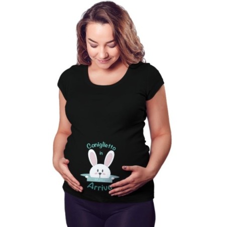 Maglia premaman personalizzabile con nome coniglietto in...