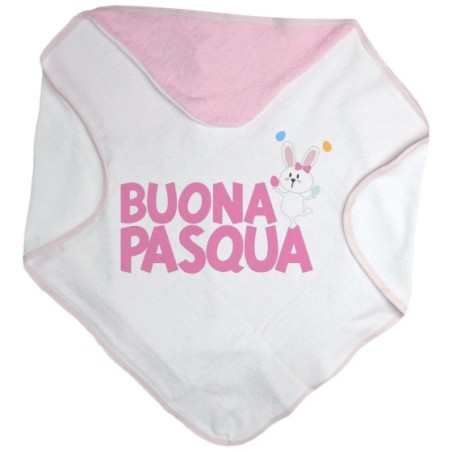 Accappatoio neonato buona pasqua con coniglietto giocoliere