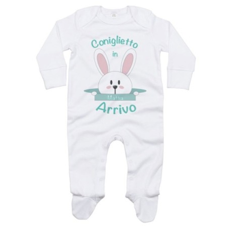 Tutina neonato personalizzabile con nome coniglietto in...