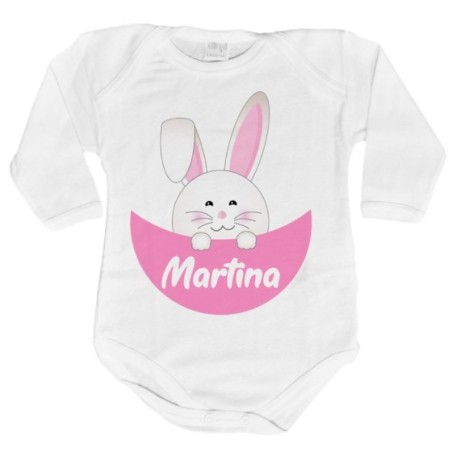 Body neonato personalizzato con nome coniglietto che esce...