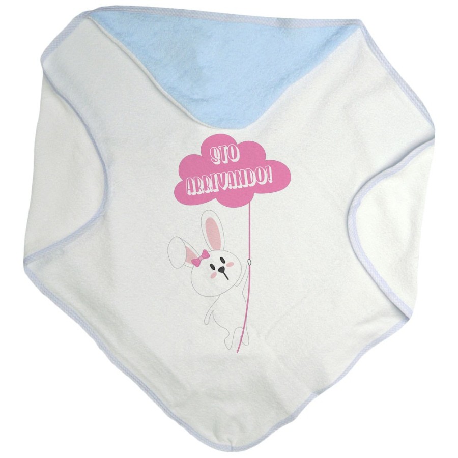 Accappatoio neonato personalizzabile con nome sto arrivando coniglietto sale la fune Pasqua