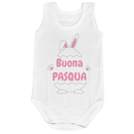 Body neonato personalizzabile con nome buona pasqua ovetto con manine e orecchie Pasqua