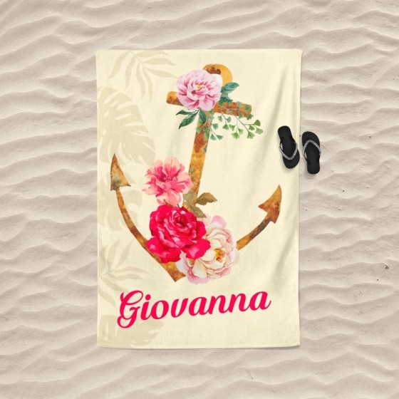 Telo mare ancora personalizzato con nome Summer 2