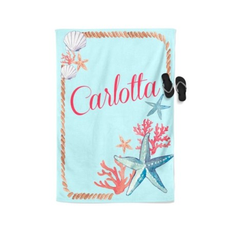 Telo mare corallo personalizzato con nome