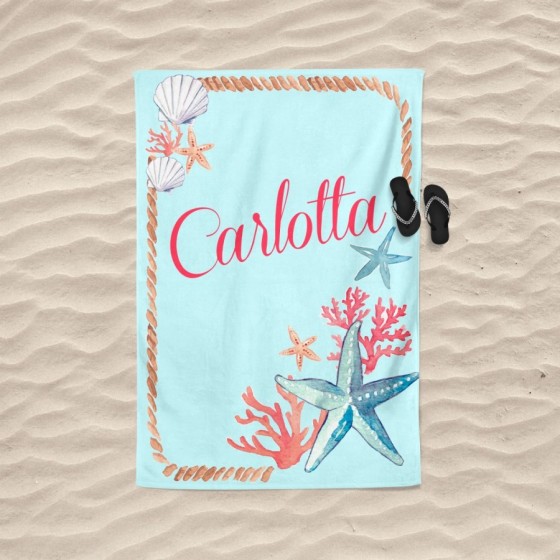 Telo mare corallo personalizzato con nome Summer 2