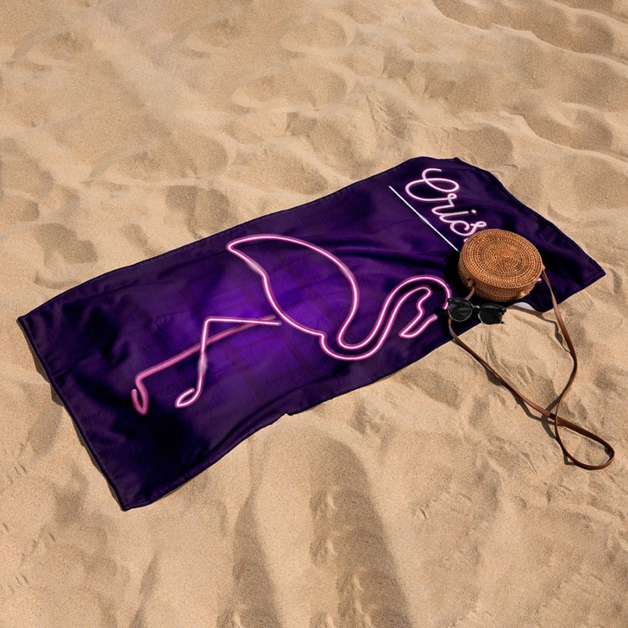 Telo mare fenicottero personalizzato con nome Summer