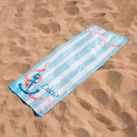 Telo mare ancora watercolor personalizzato con nome Summer