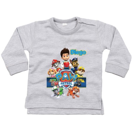 Felpa neonato personalizzata con nome personaggi paw patrol