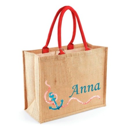 Borsa mare ancora watercolor personalizzata con nome Summer