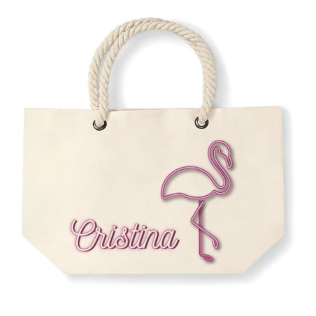 Borsa mare fenicottero personalizzata con nome Summer