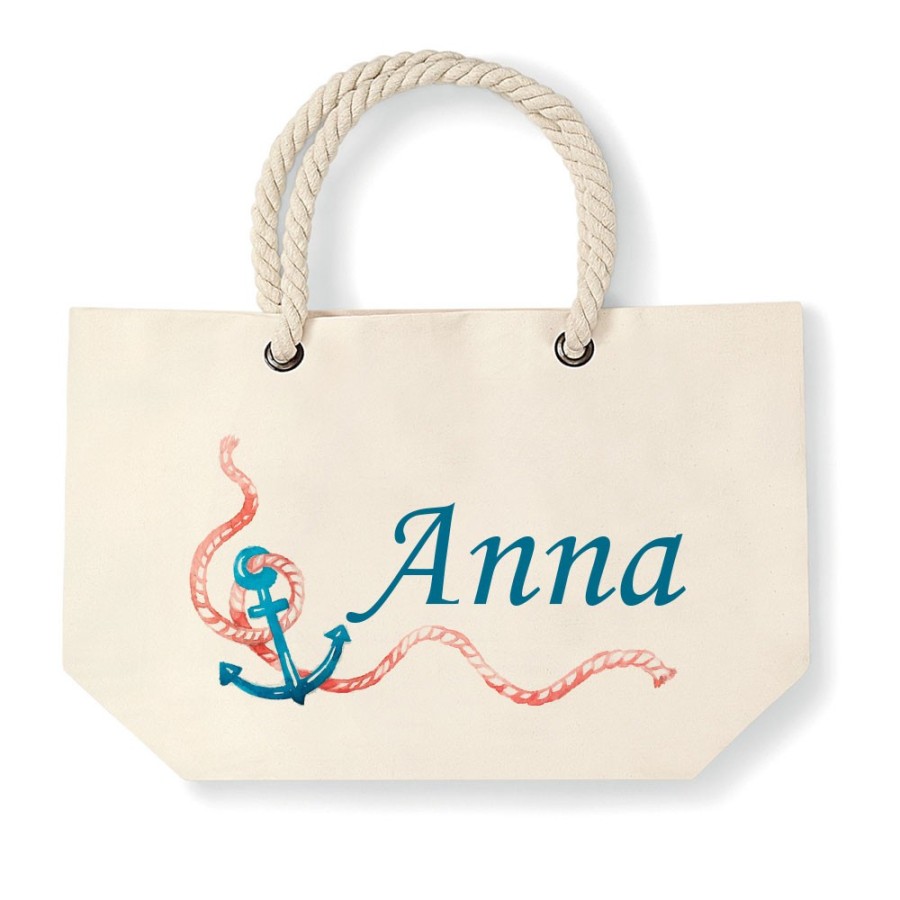 Borsa mare ancora watercolor personalizzata con nome Summer
