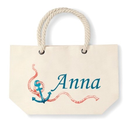 Borsa mare ancora watercolor personalizzata con nome Summer