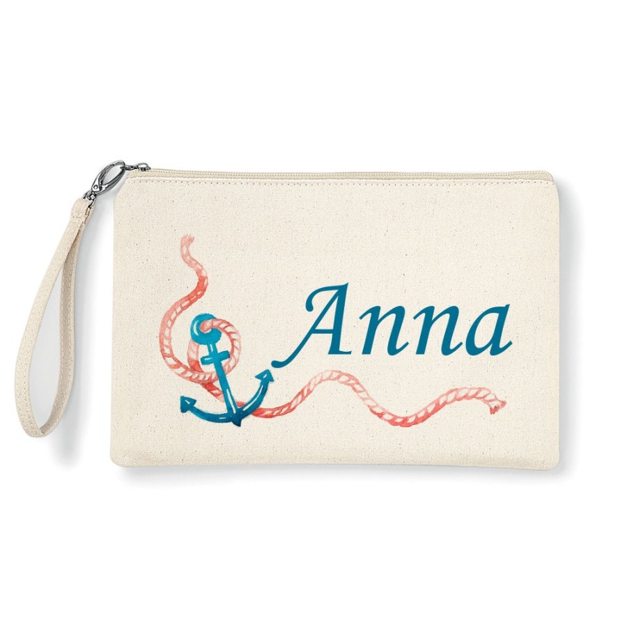 Pochette ancora watercolor personalizzata con nome Summer