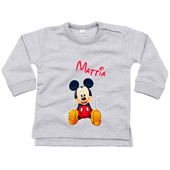 Felpa neonato personalizzata con nome cute topolino Cartoon