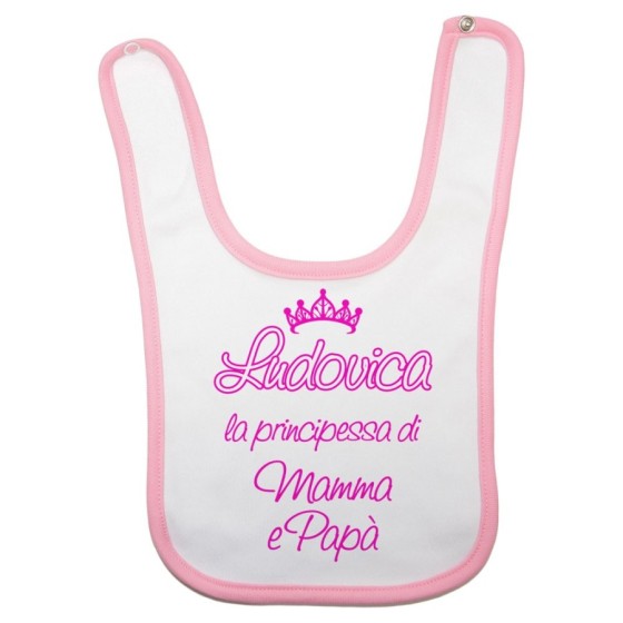 Bavaglino neonato personalizzato con nome sono la principessa il principe di mamma e papà con corona Per la famiglia