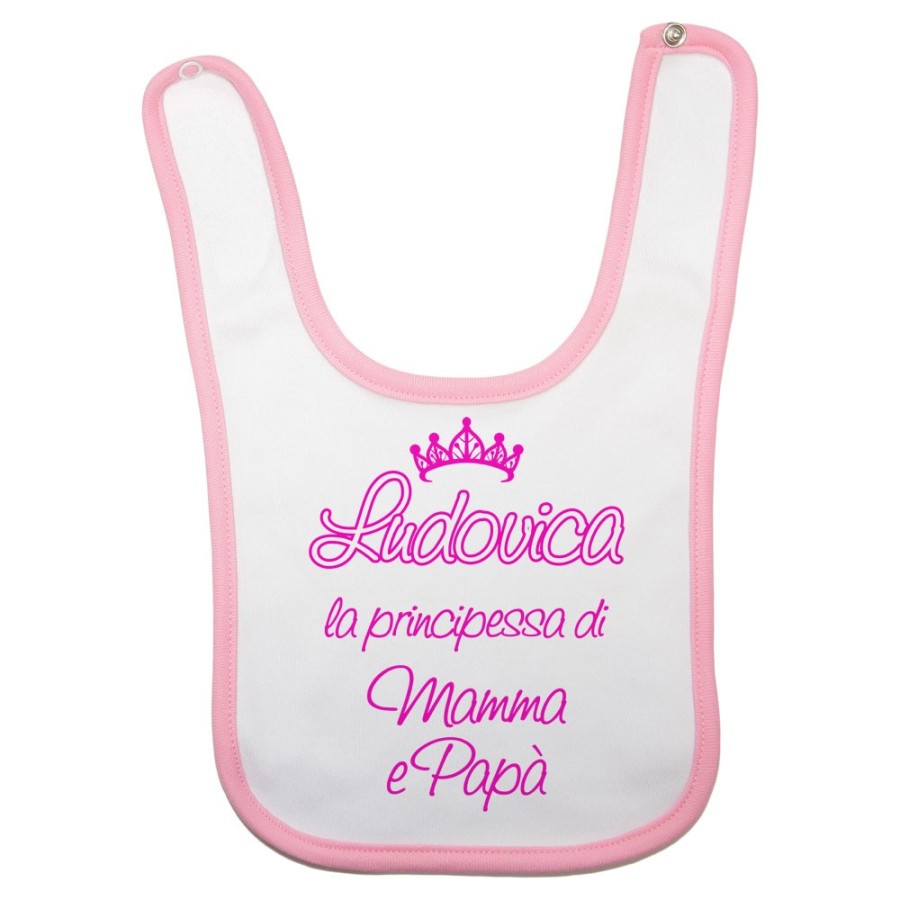 Bavaglino neonato personalizzato con nome sono la principessa il principe di mamma e papà con corona Per la famiglia